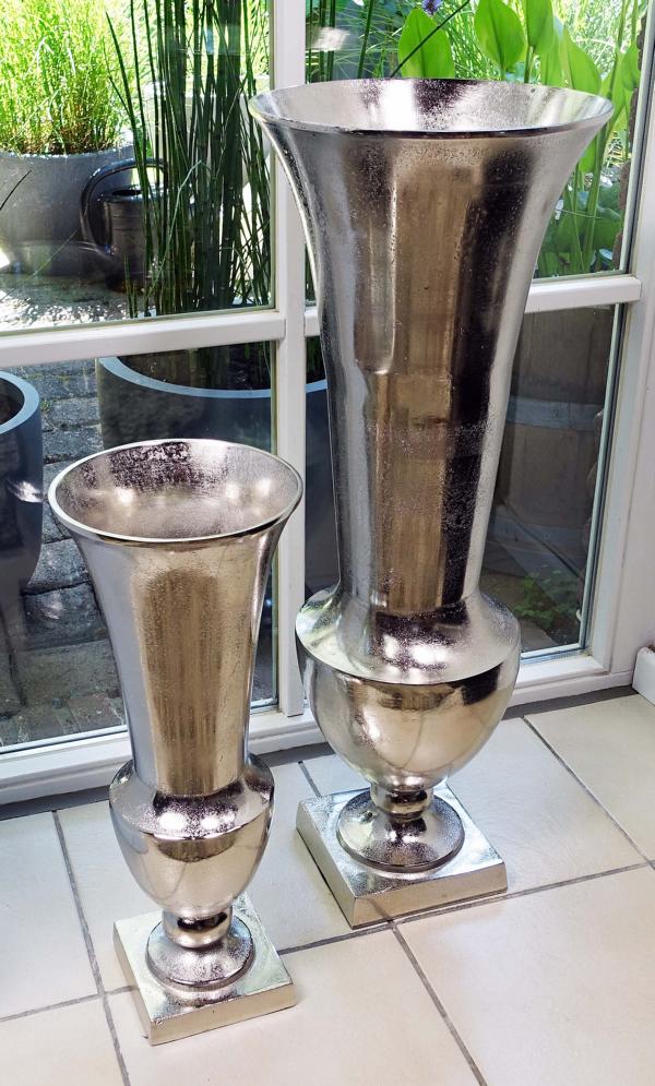 Bodenvase XXL Aluminium Silber 52 cm / 80 cm