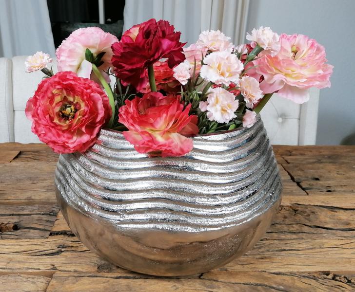 Vase XL Rund Silber 27 cm / 38 cm
