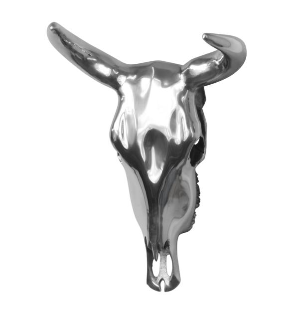 Stierkopf Bulle Aluminium Silber Deko XXL 52 cm