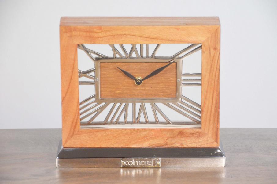 Tischuhr Holz Aluminium Colmore Silber