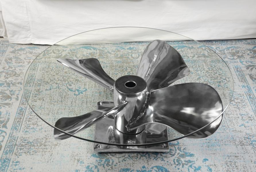 Tisch Schiffsschraube Aluminium Glas