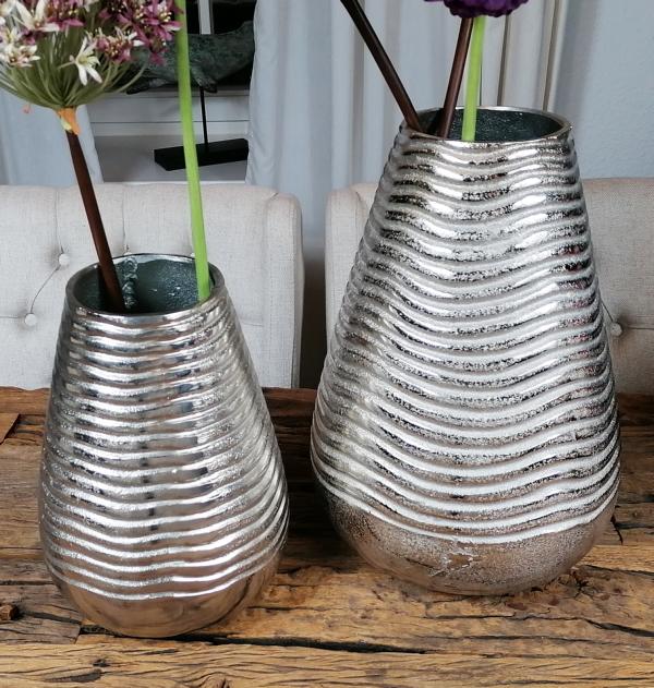 Vase XL Rund Silber 32 cm / 43 cm