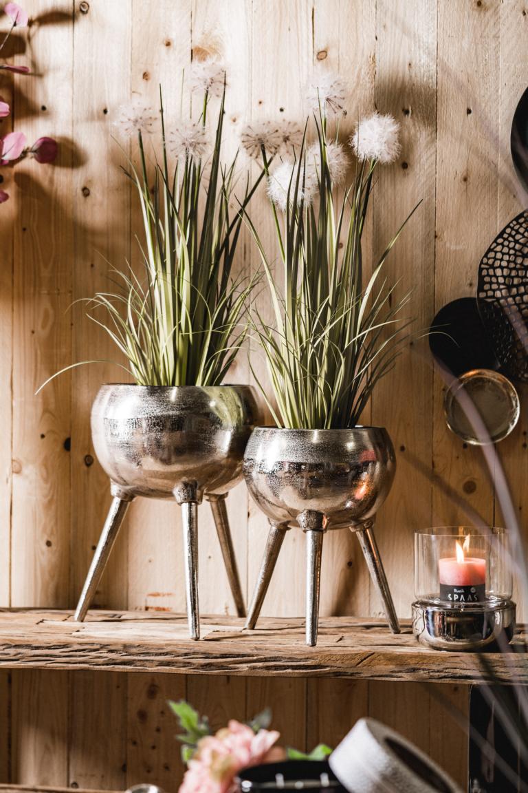 Pflanztopf Dreibein Silber Aluminium