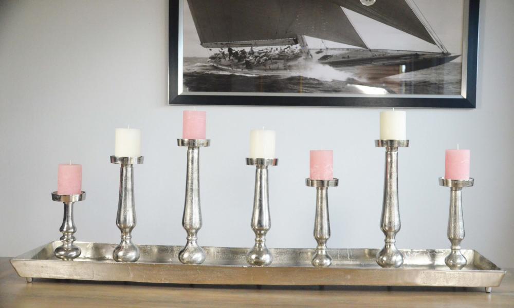 Kerzenständer XXL Aluminium Colmore Silber