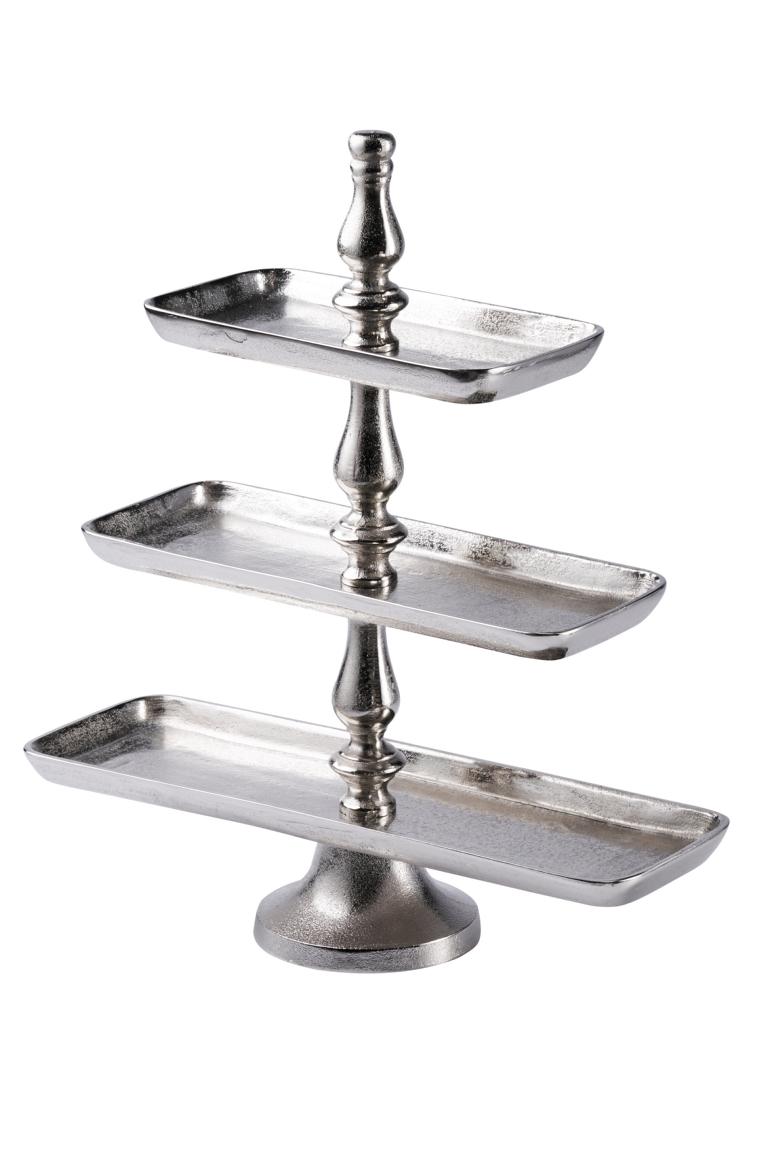 Etagere 3-stöckig rechteckig Silber Aluminium