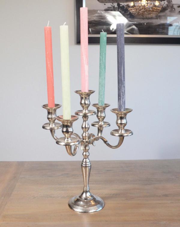 Kerzenständer 5-armig Aluminium Silber