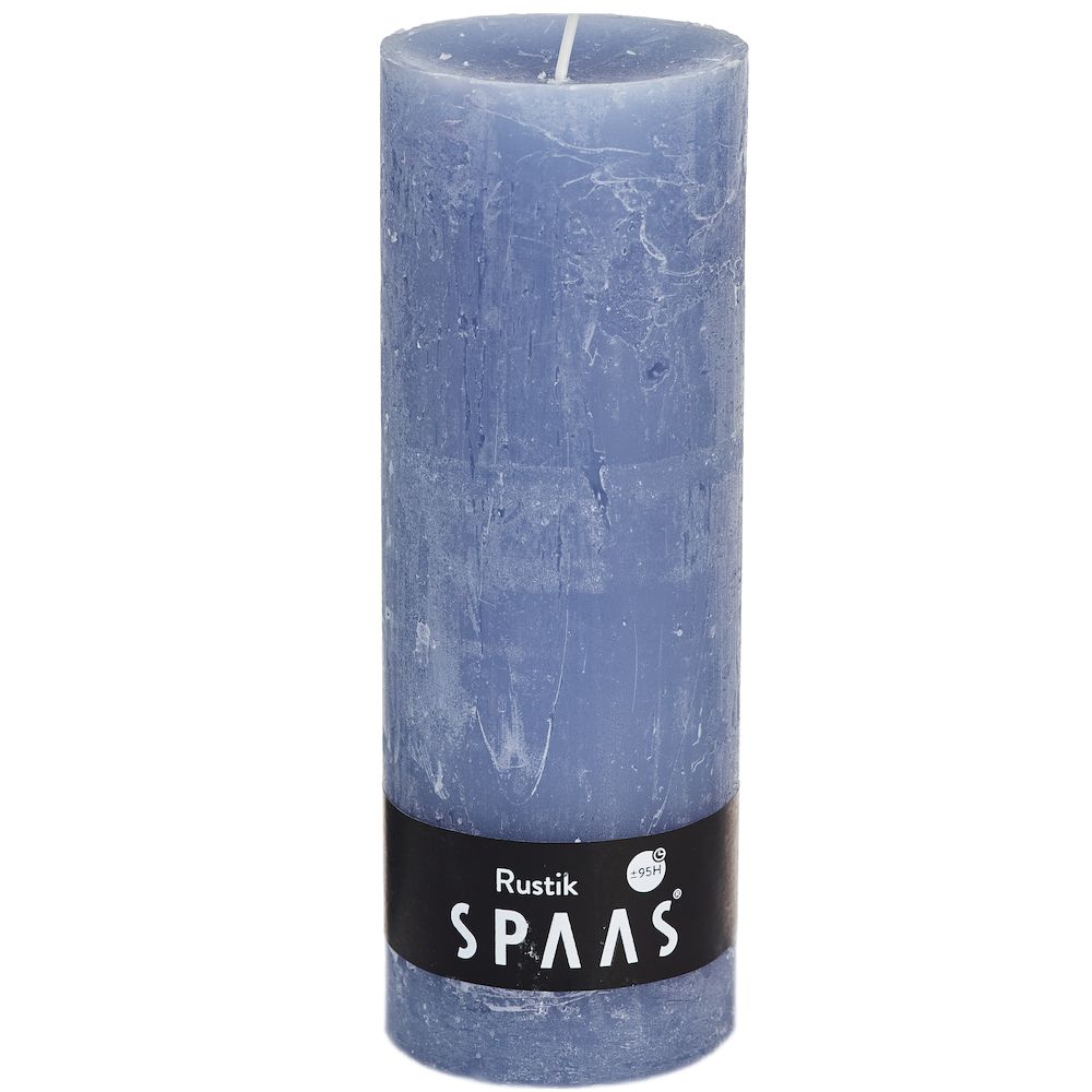 Stumpenkerze Grau / Blau Rustic 19x7 cm
