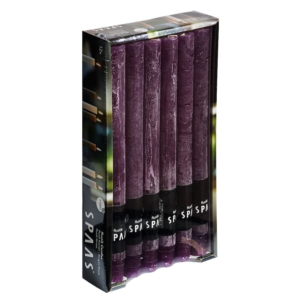 Stabkerze Rustic 12er Pack Aubergine