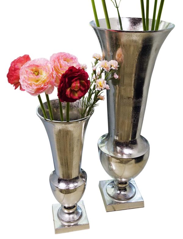 Bodenvase XXL Aluminium Silber 52 cm / 80 cm