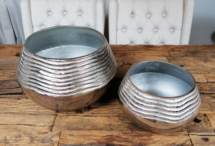 Vase XL Rund Silber 27 cm / 38 cm