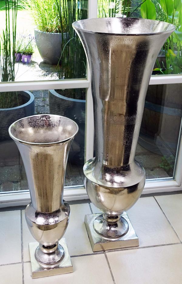 Bodenvase XXL Aluminium Silber 52 cm / 80 cm