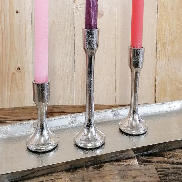 Kerzenständer Stabkerze Silber 3er Set