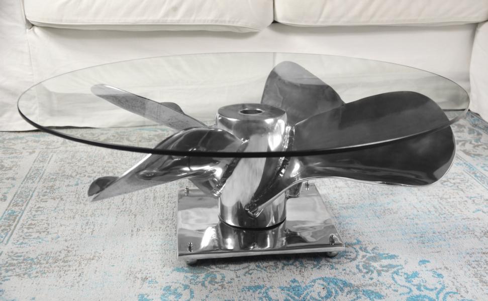 Tisch Schiffsschraube Aluminium Glas